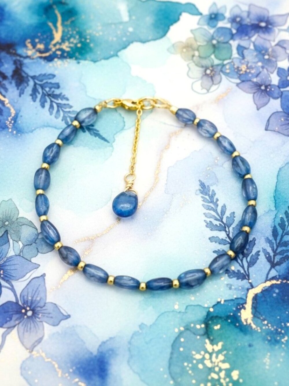 IOLITE & TANZANITE BRACELET, 14K GOLD FILLED